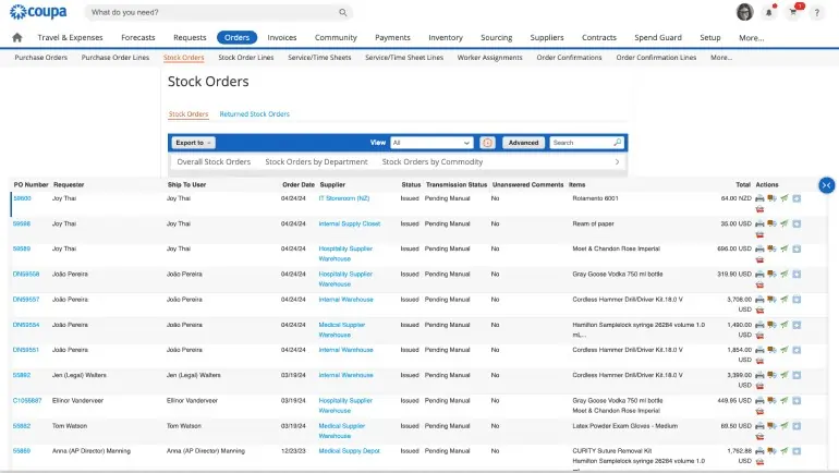 coupa order mgt