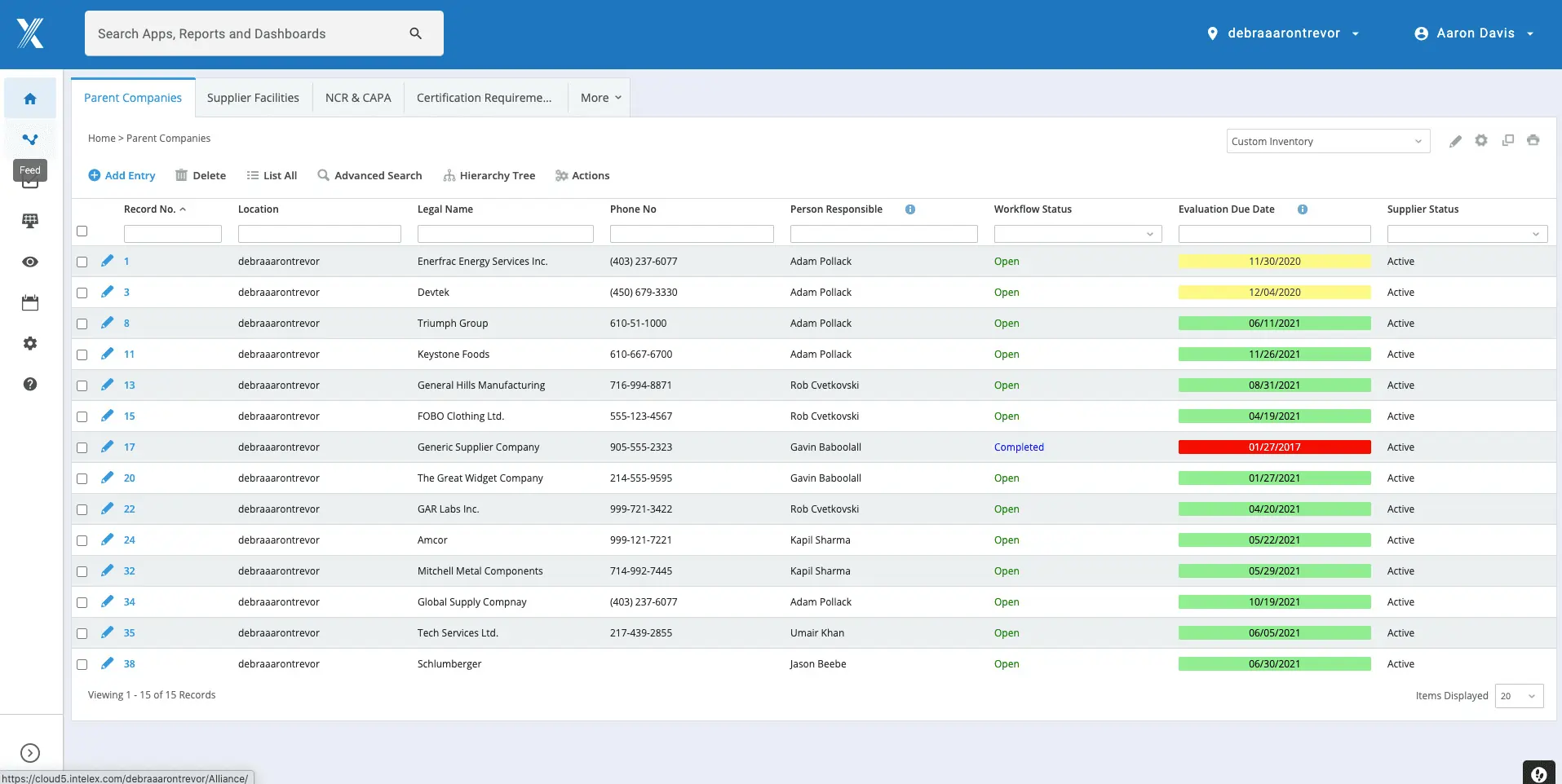 intelex Supplier onboarding