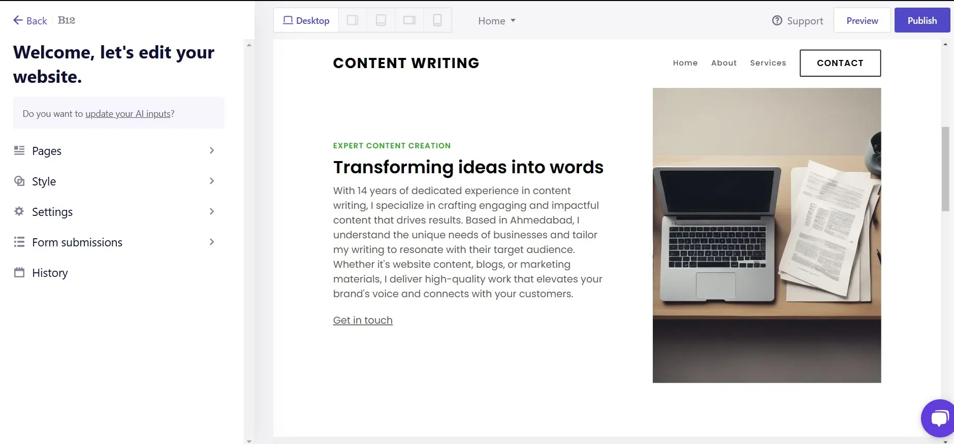 B12 transforming ideas into words