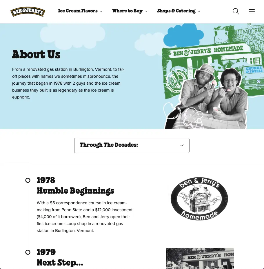 Ben & Jerry's about us page