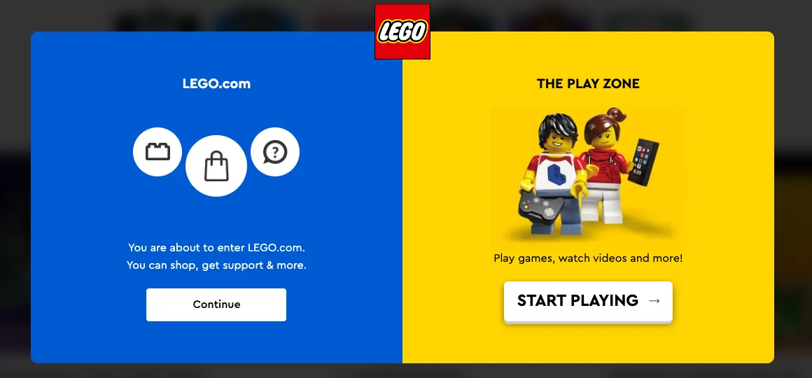 Lego landing page