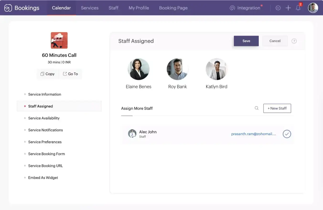Zoho Bookings SS