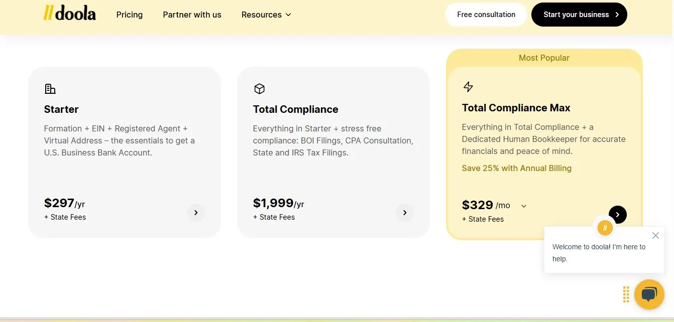 Doola - pricing