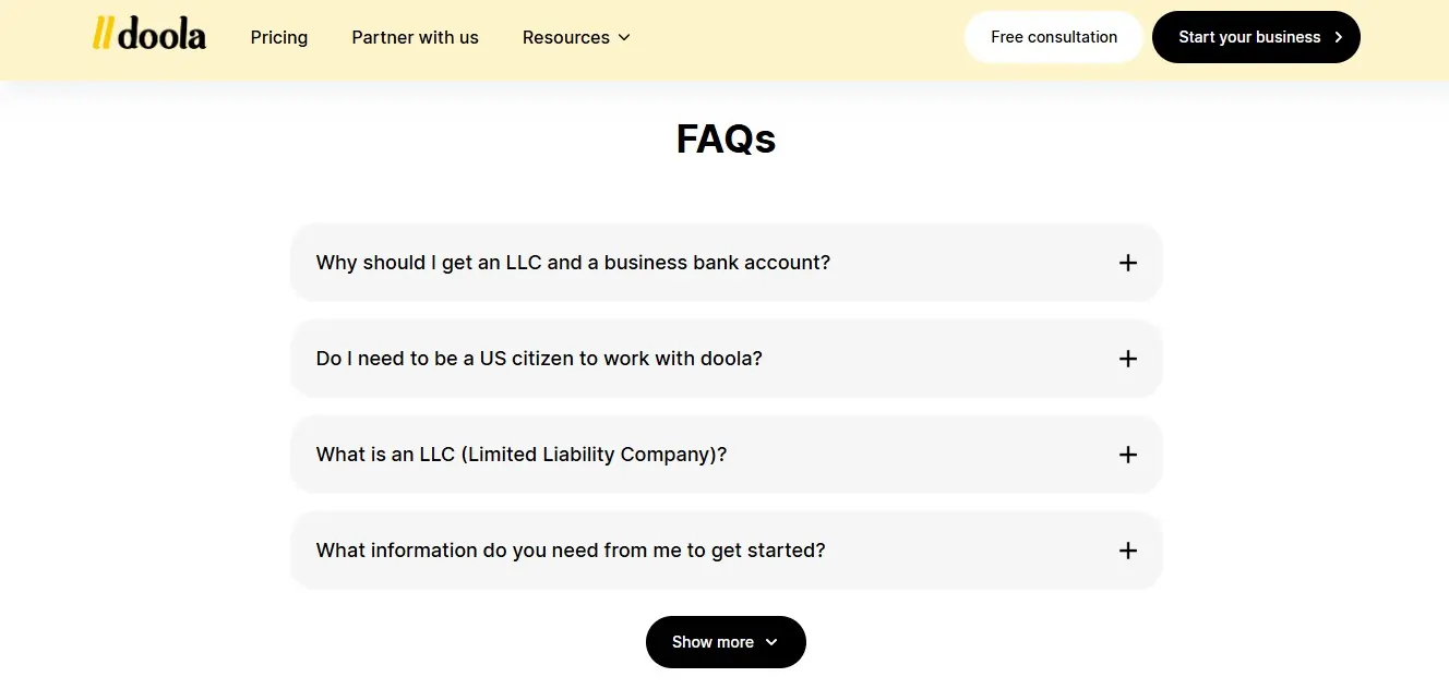 Doola - resources - FAQs