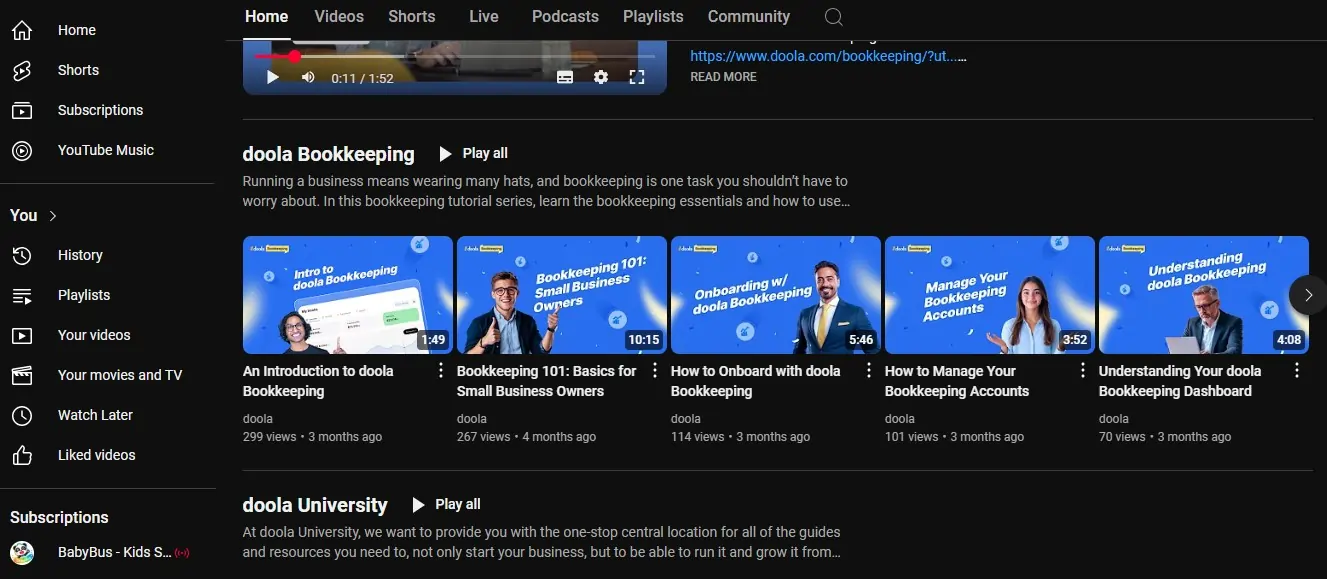 Doola - video tutorials