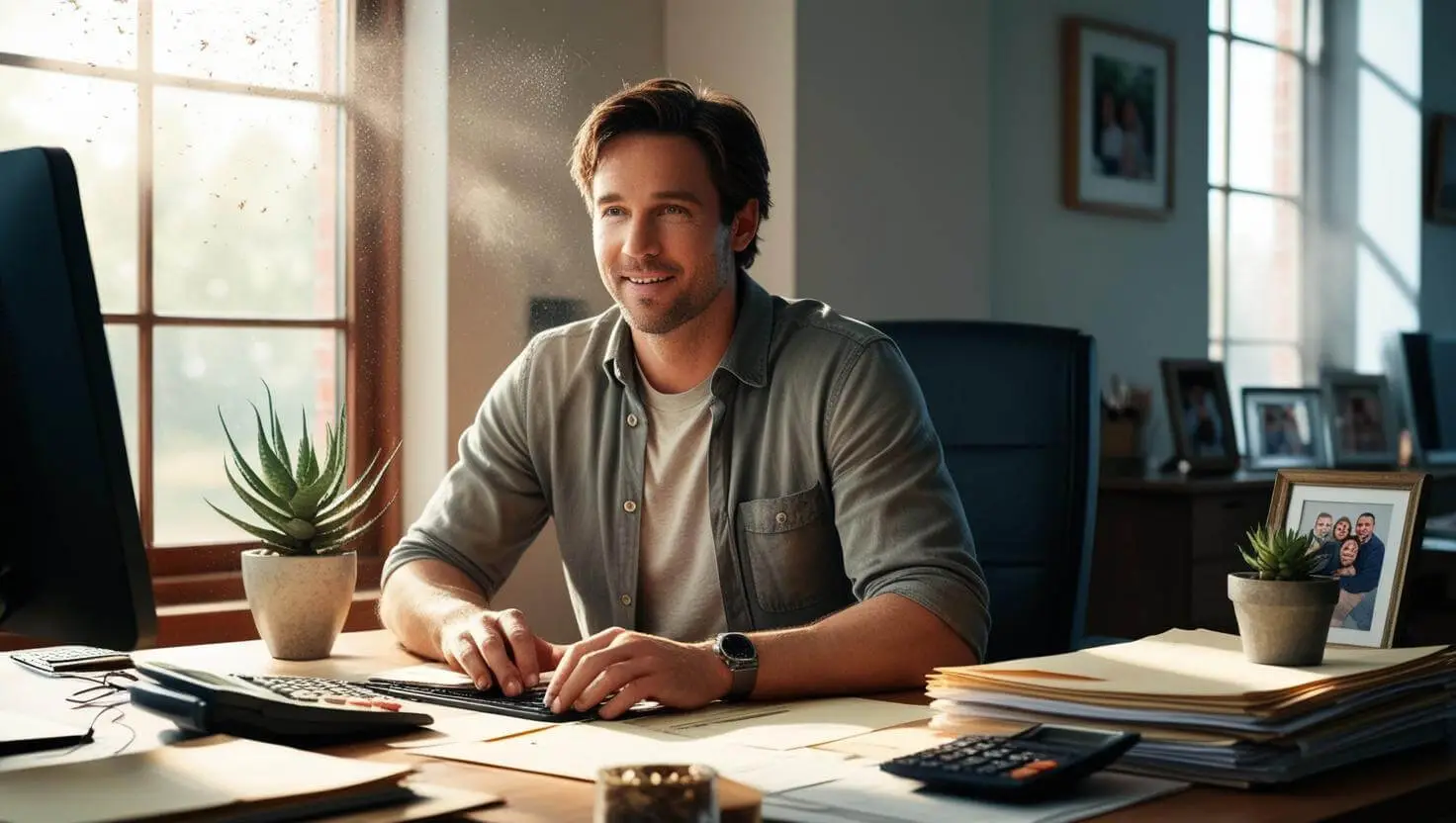 man using accounting software