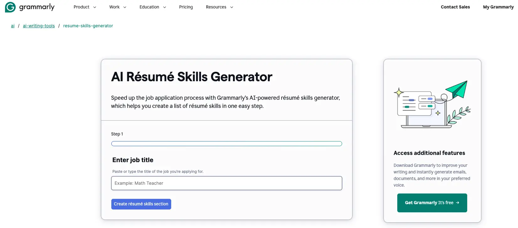 grammarly ai resume builder