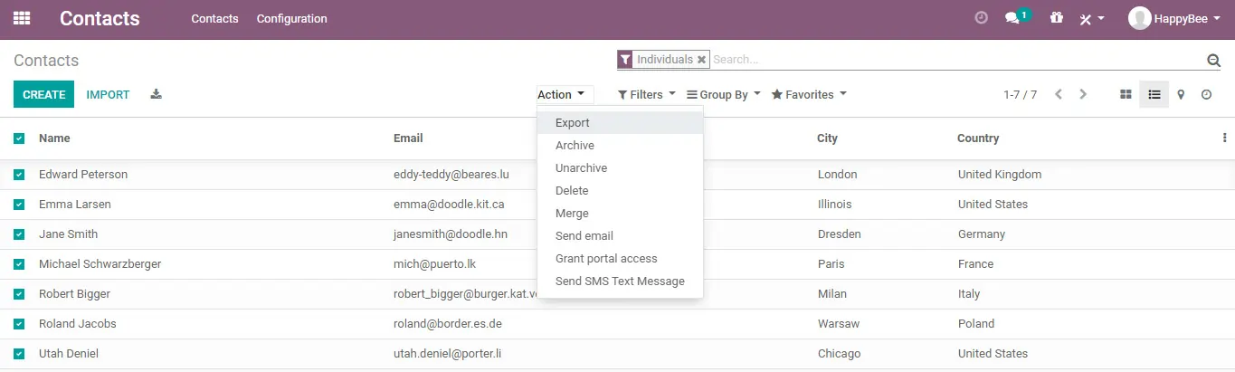 odoo crm Contact Management