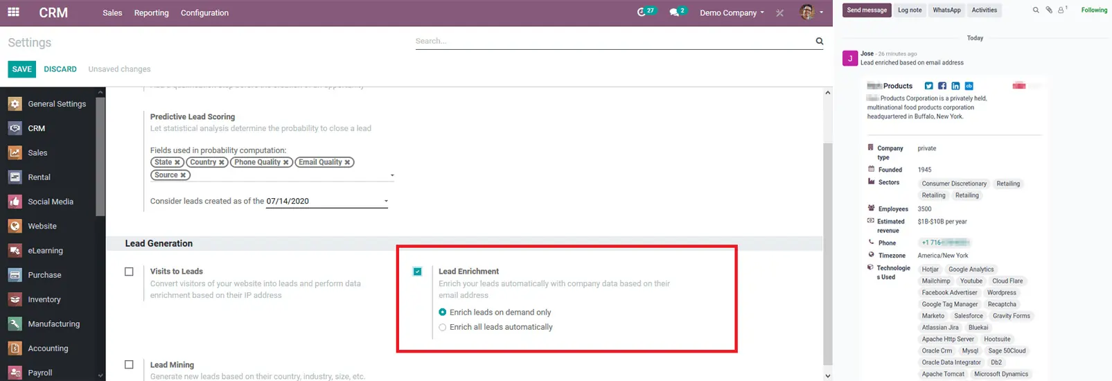 odoo Lead Enrichment