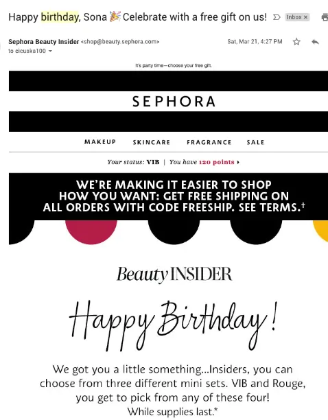 Sephora email marketing