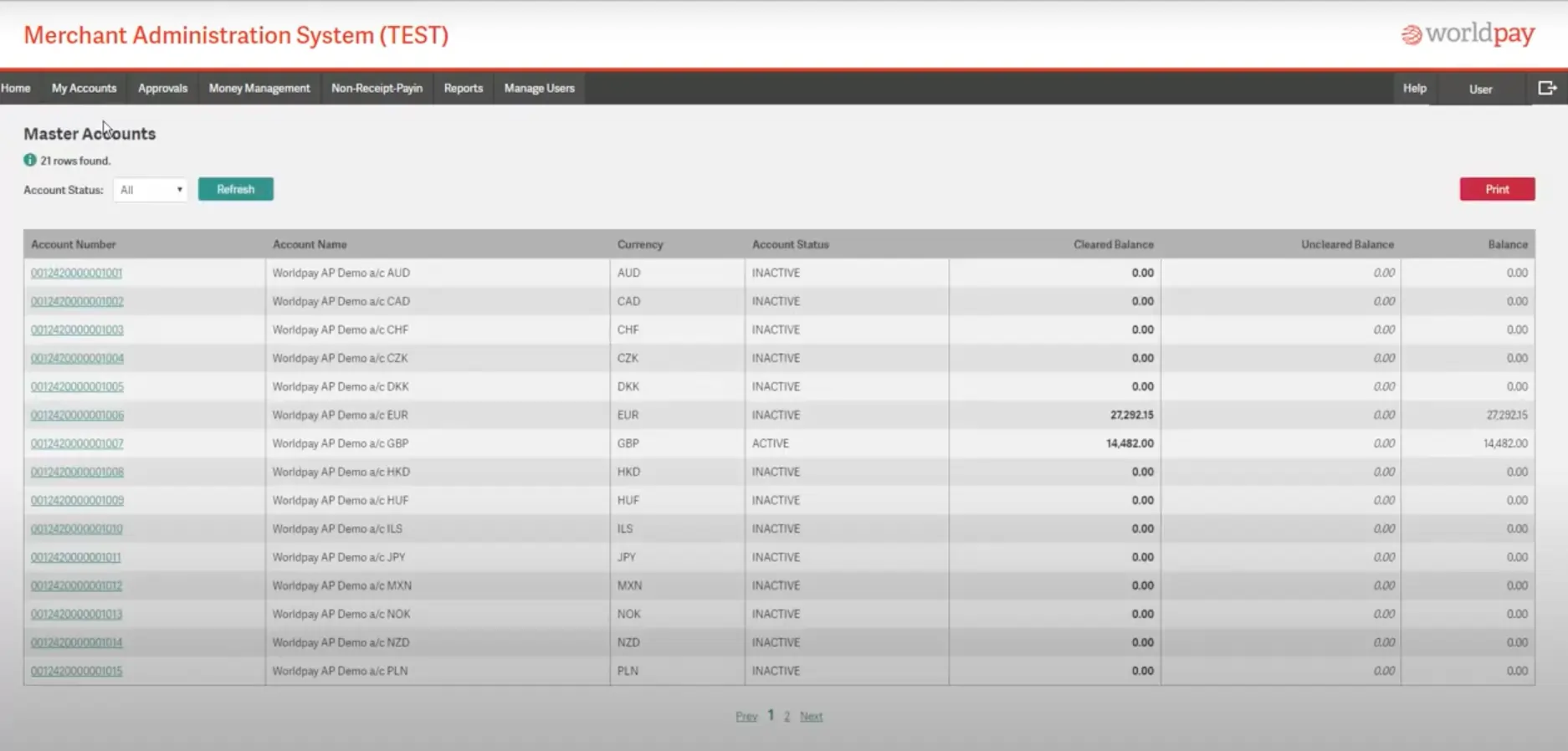 Worldpay merchant services account