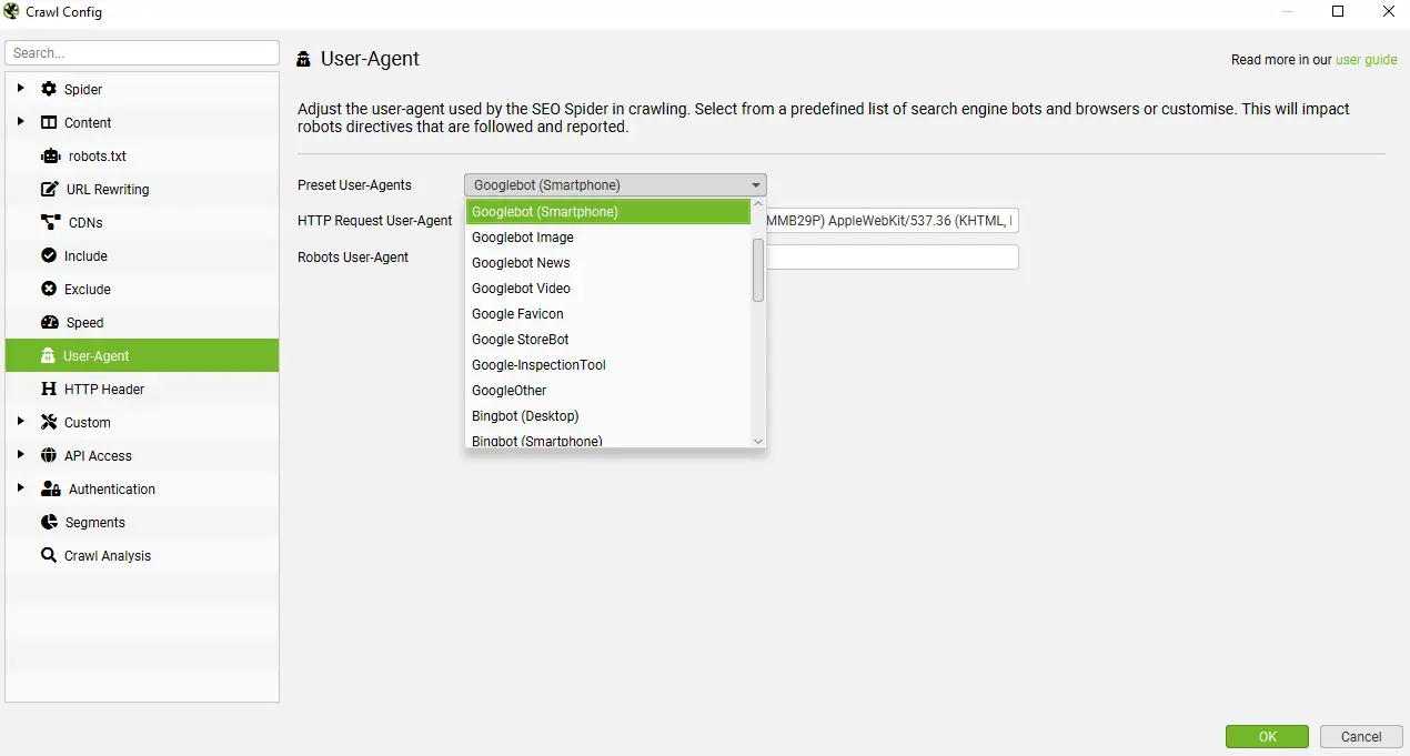 user agent crawlers screamingfrog review