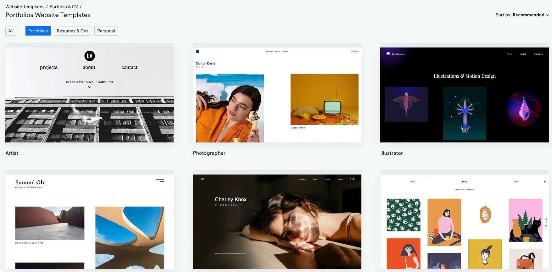 wix website portfolio builder