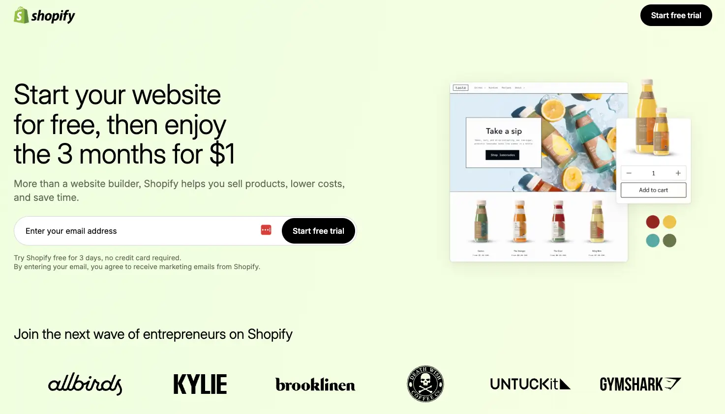 shopify page
