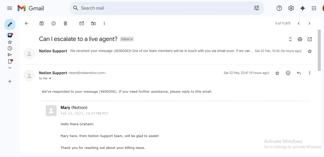 Notion email response