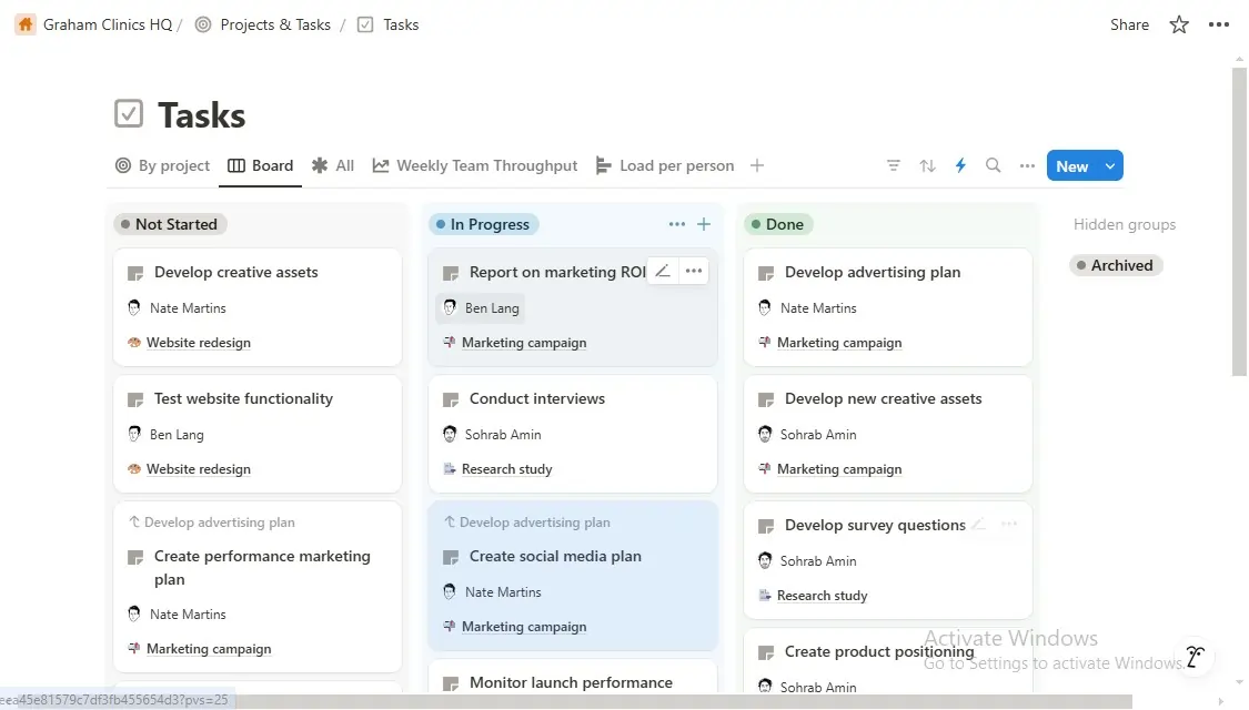Notion Kanban boards