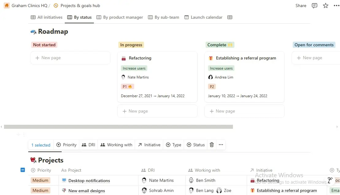 Notion timeline