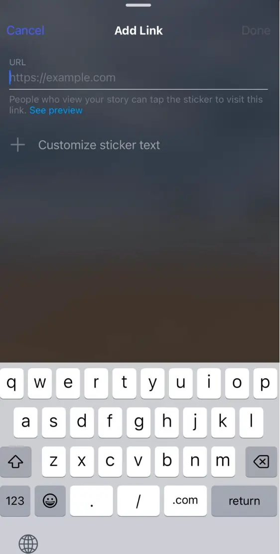 Screenshot add link story