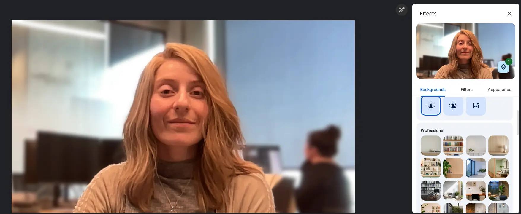 Blur background google meet