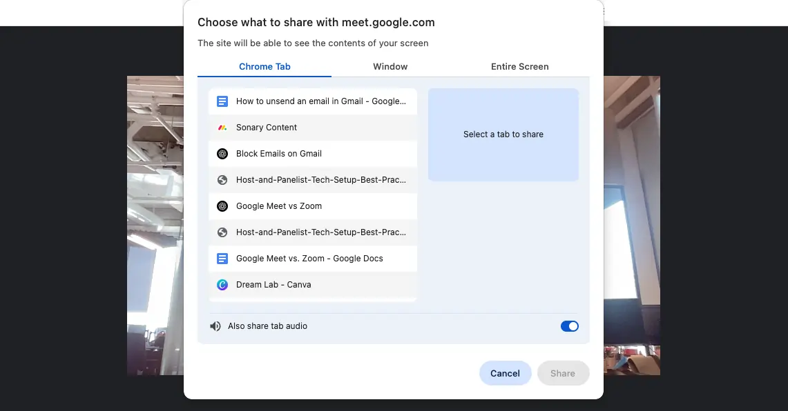 Share screen google meet