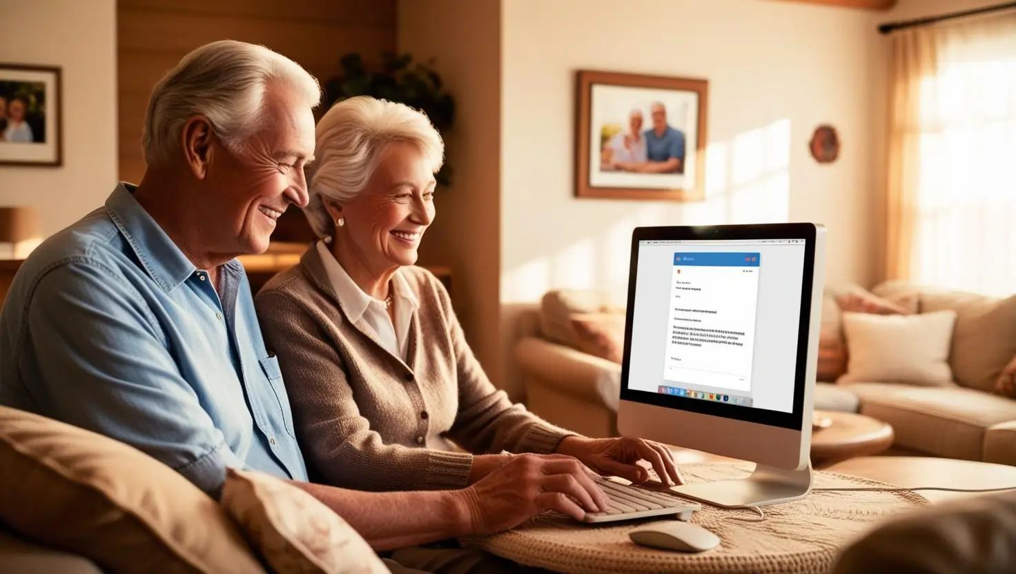 old couple reading marketing email