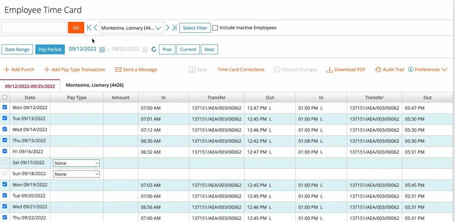 Paylocity payroll software screenshot