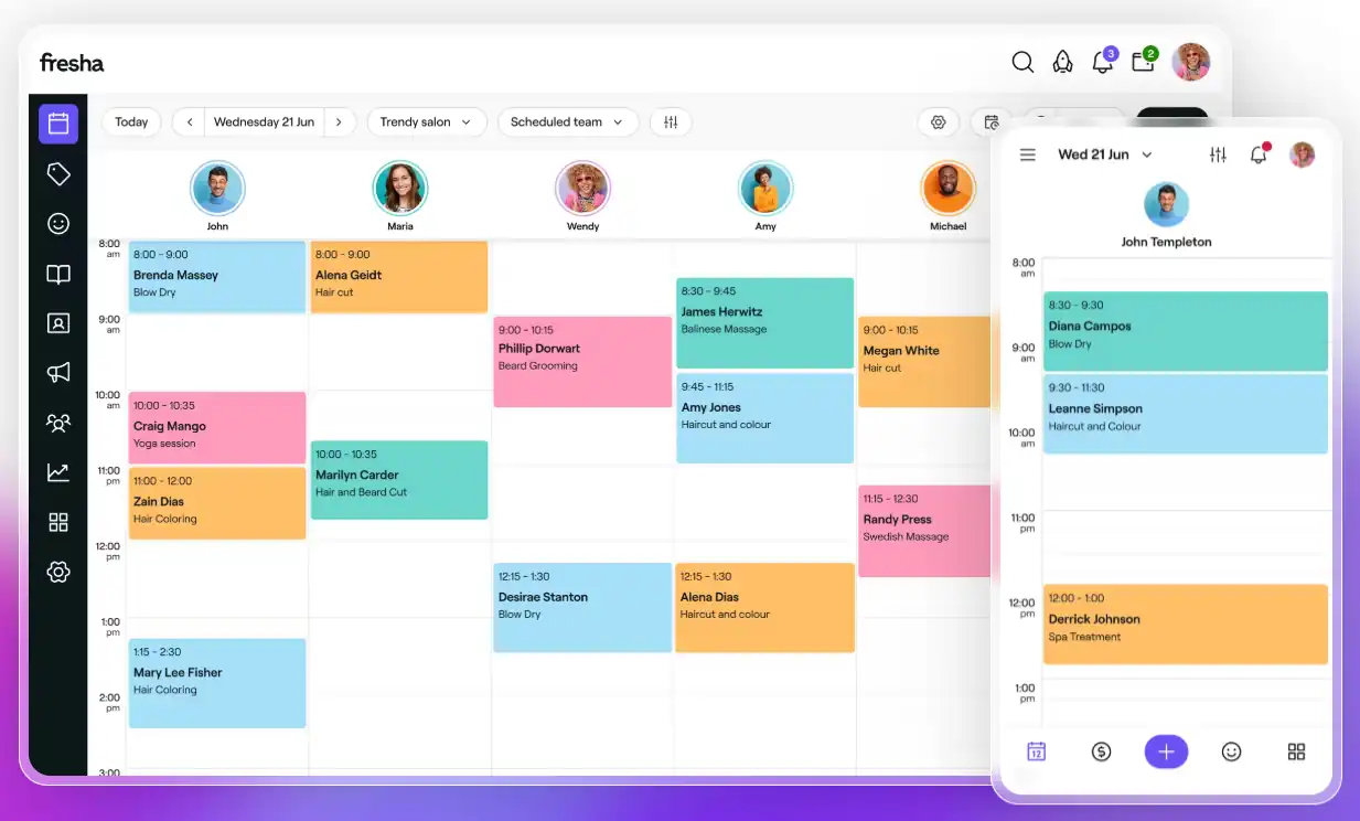 fresha salon scheduling