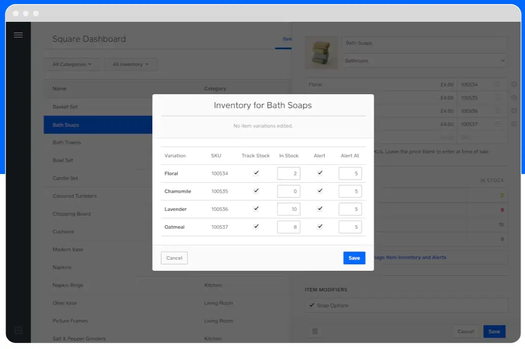 square inventory