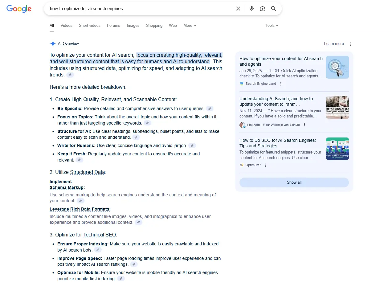 Google SERP AI Overview