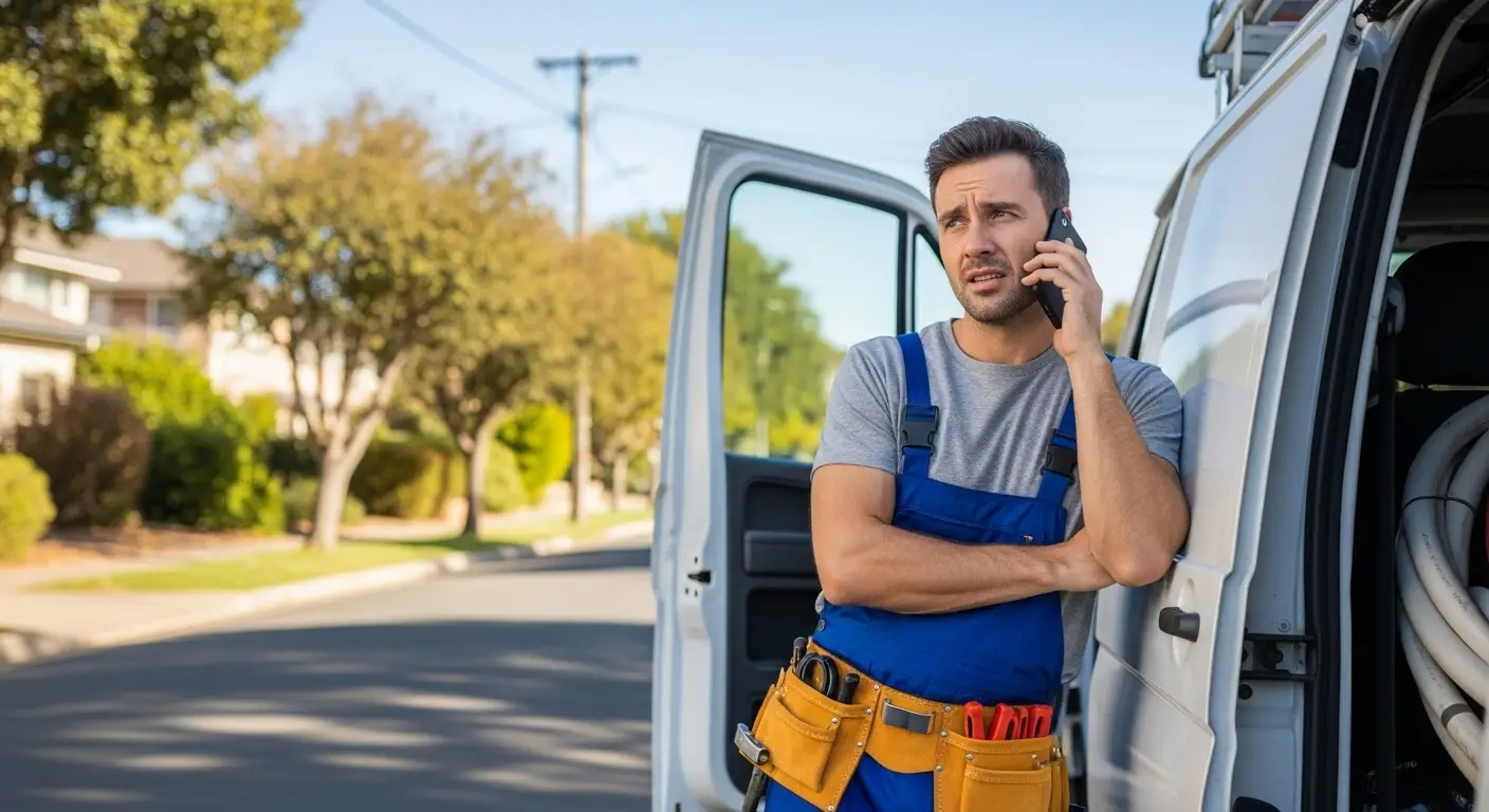 plumber taking a phone call