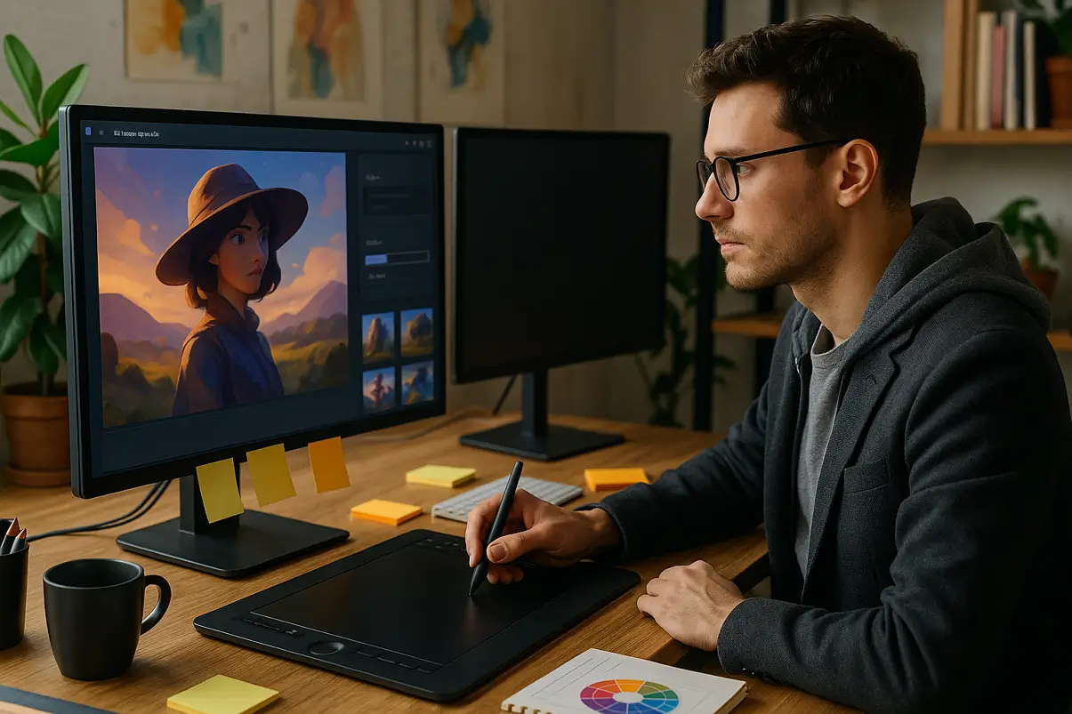 graphic designer using image generator