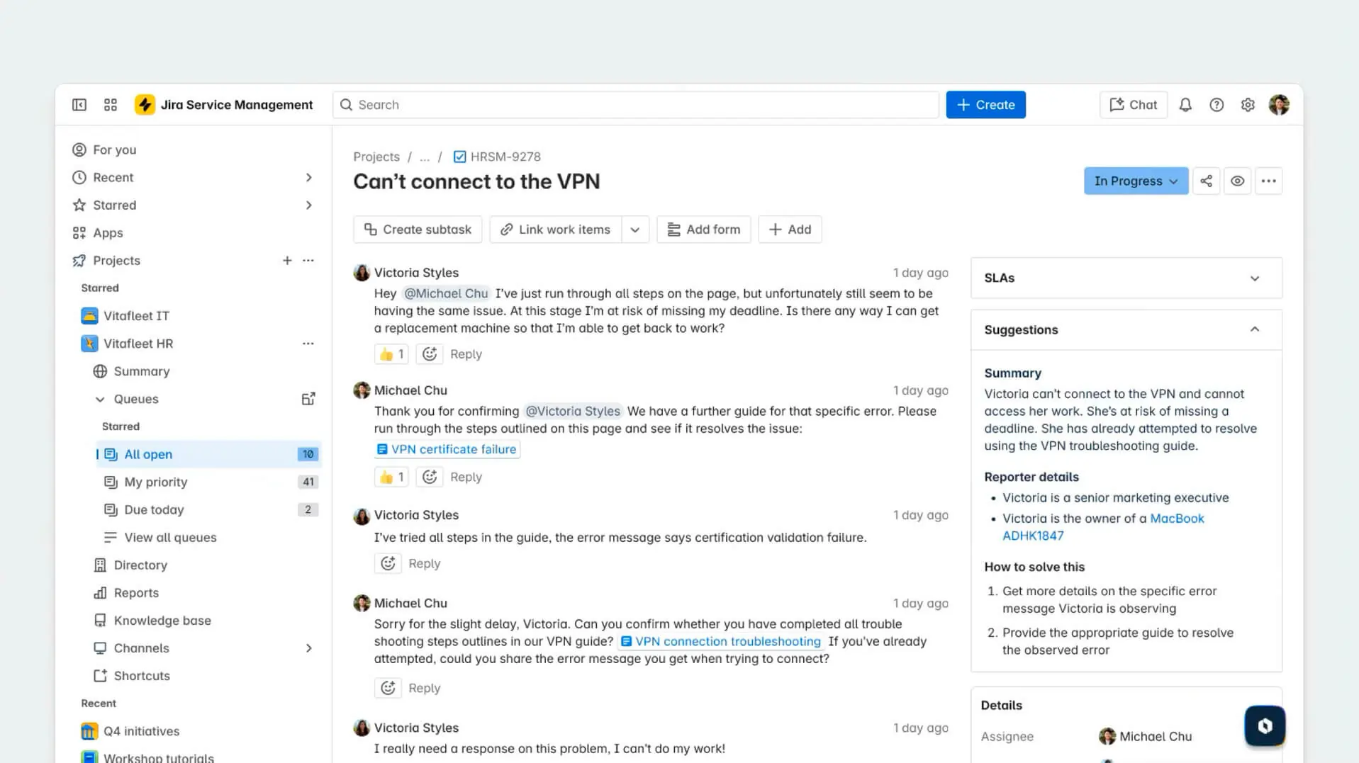 Jira ITSM Contextual knowledge