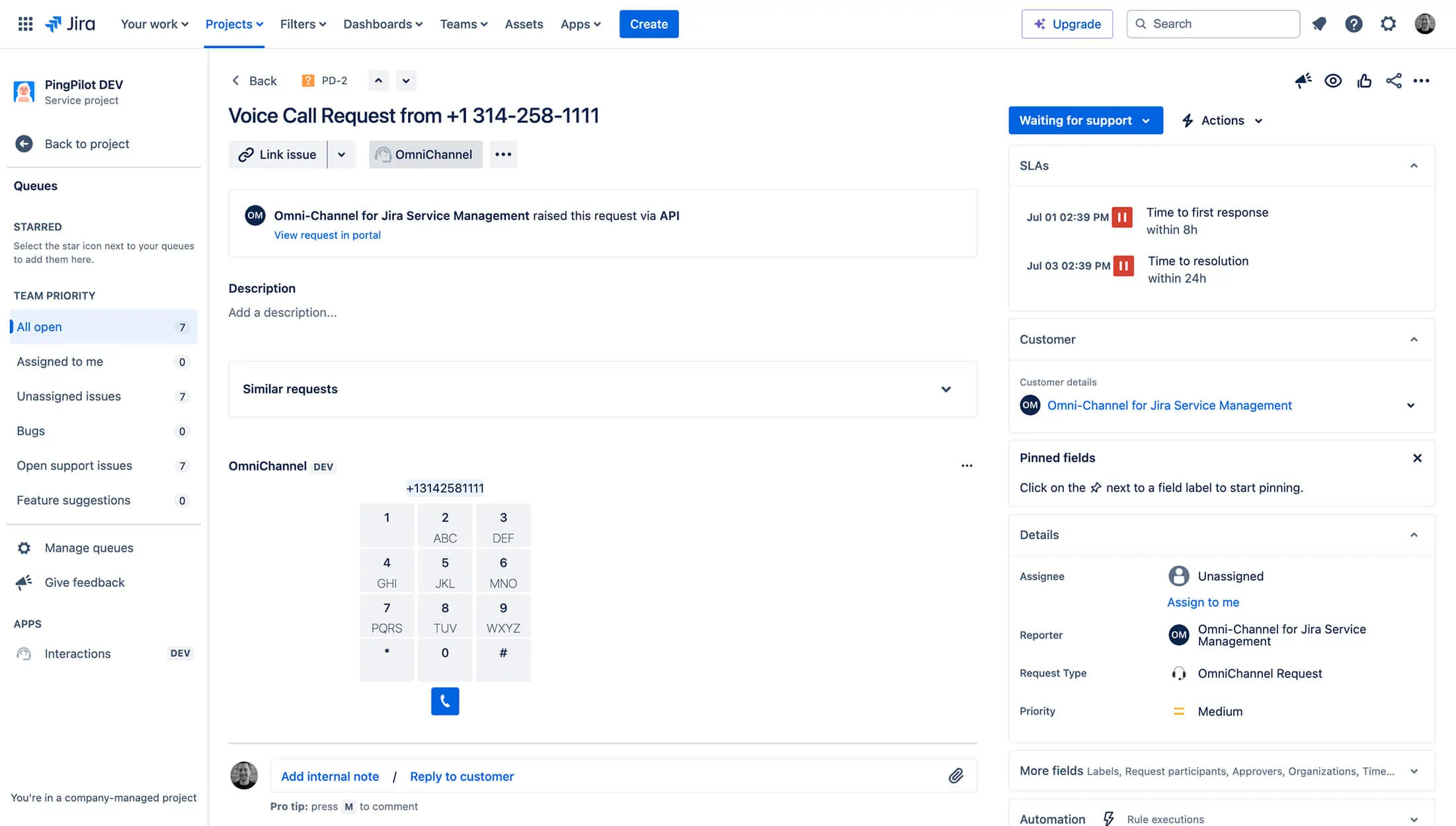 Jira ITSM Omni-channel notifications