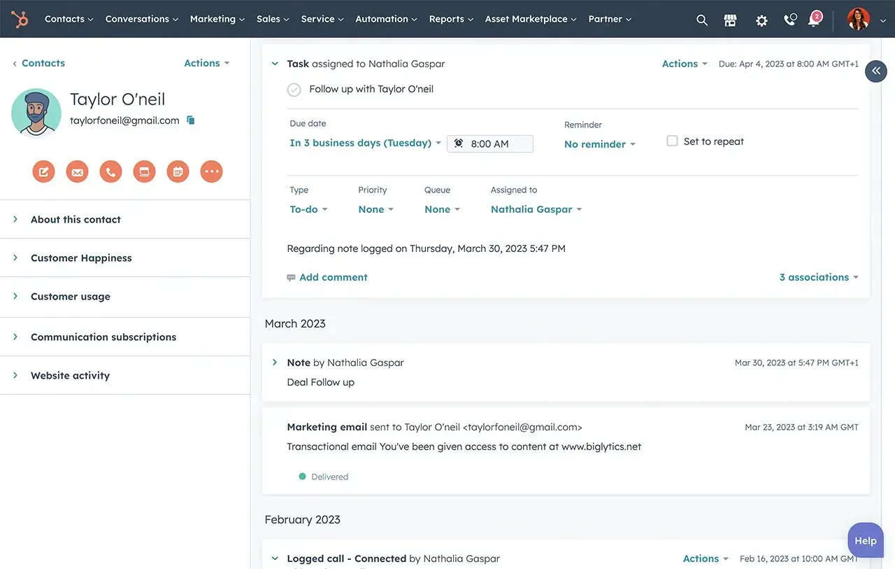 Hubspot contact management 