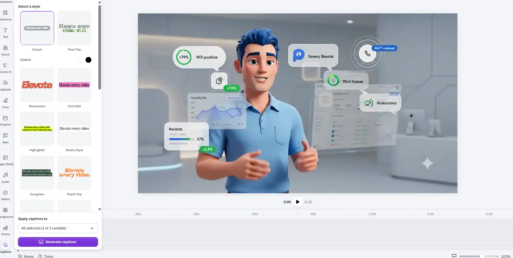 canva ai captions - automated subtitles for existing video