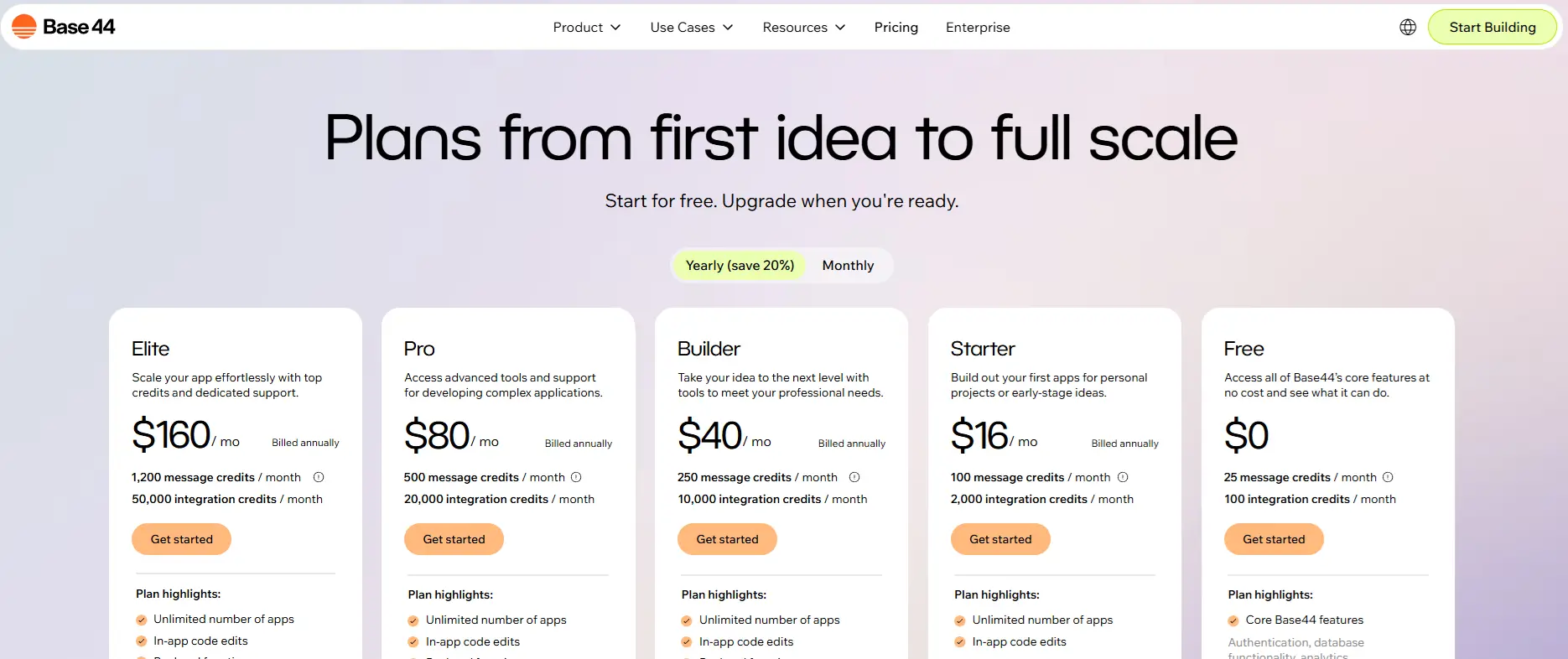 base44 plans and pricing