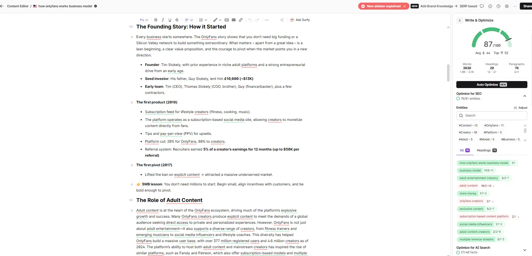 surfer content editor with ai