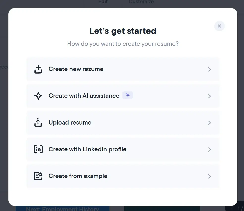 Resume.io - Get Started