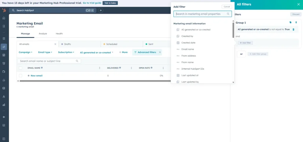 marketing email hubspot