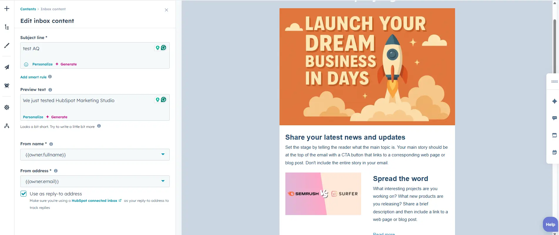 Hubspot marketing studio automation