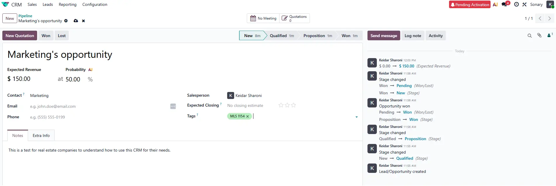 odoo CRM for real estate
