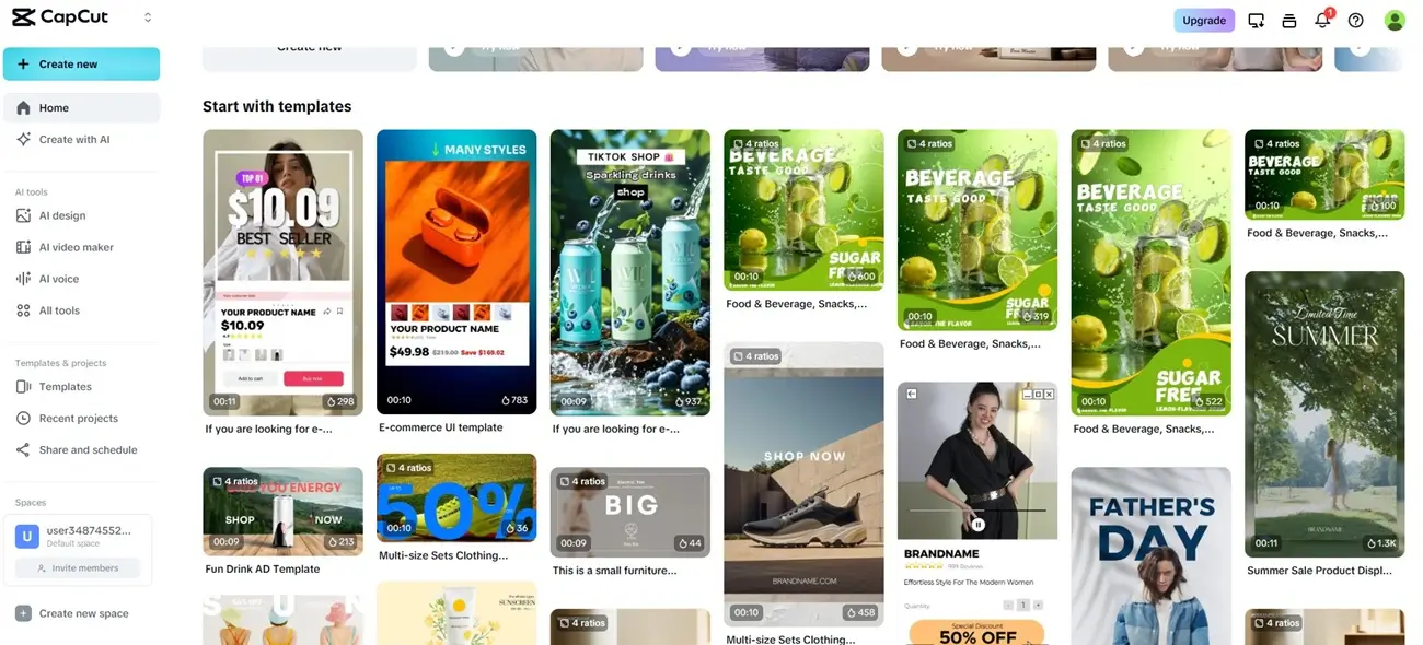 capcut social media posts templates