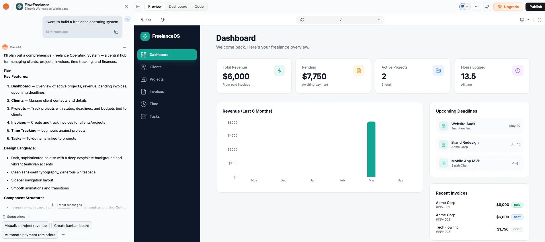 base44 simple dashboard