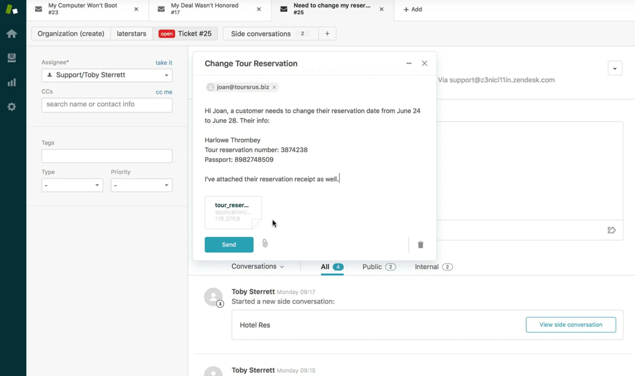 Zendesk Replying to Ticket