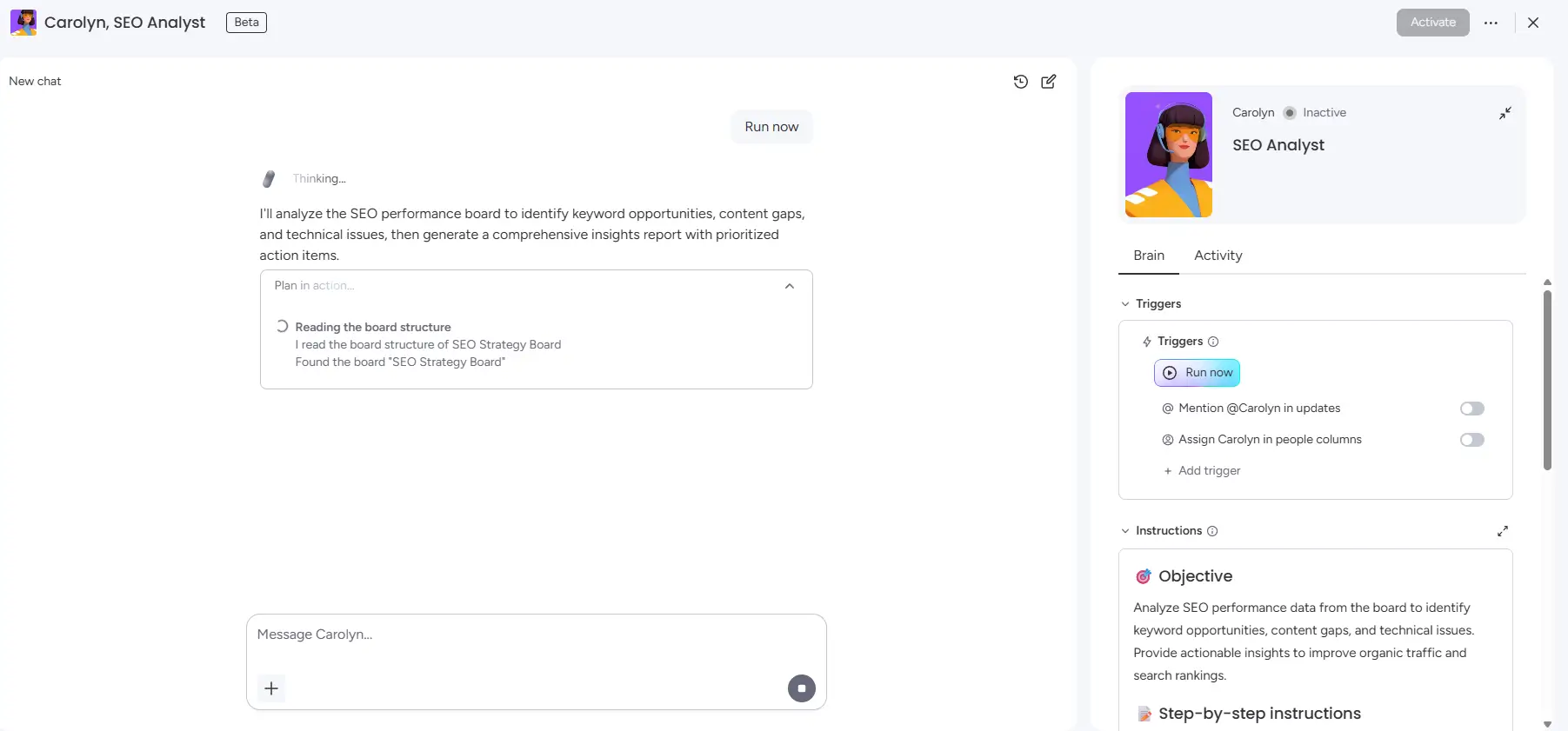 monday AI agent tailored to your boards and items