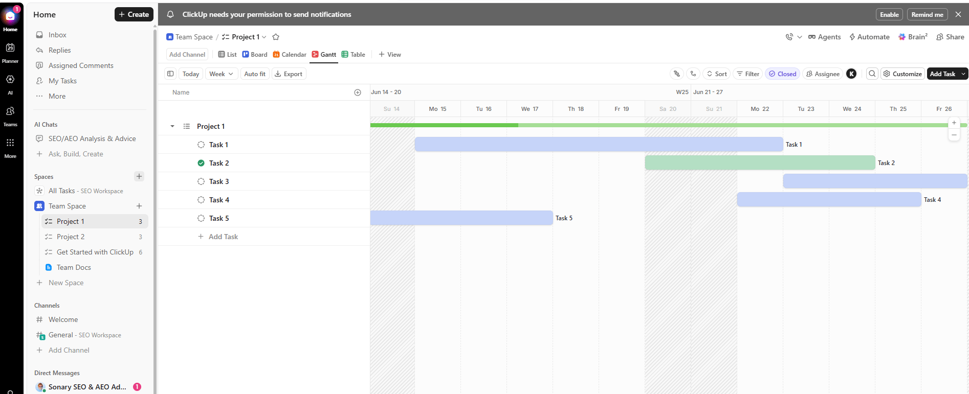 Clickup Gantt Chart Overview